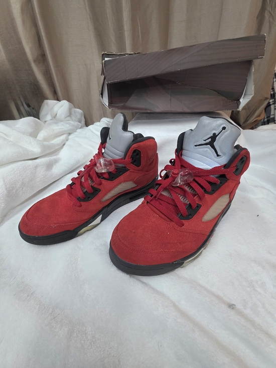 Jordan Other - Men's Nike Air Jordan 5 Retro Raging Bull Red Suede Basketball Shoes